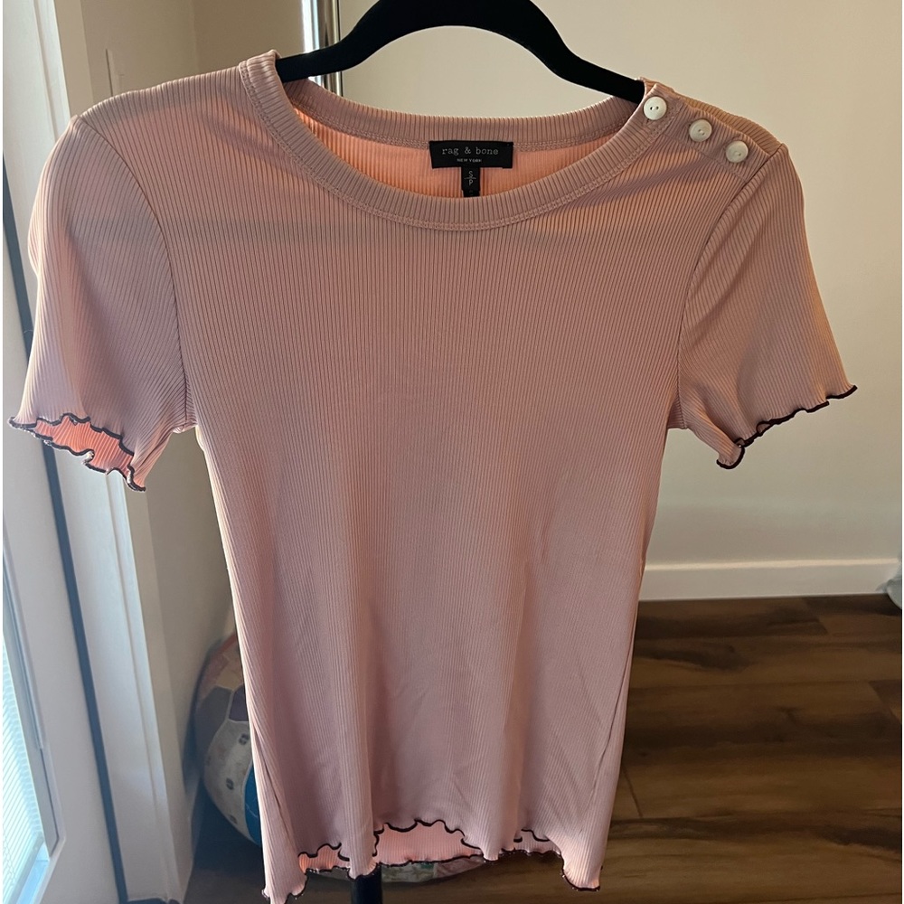 Rag and bone baby tee- stretchy - rose pink size small like new